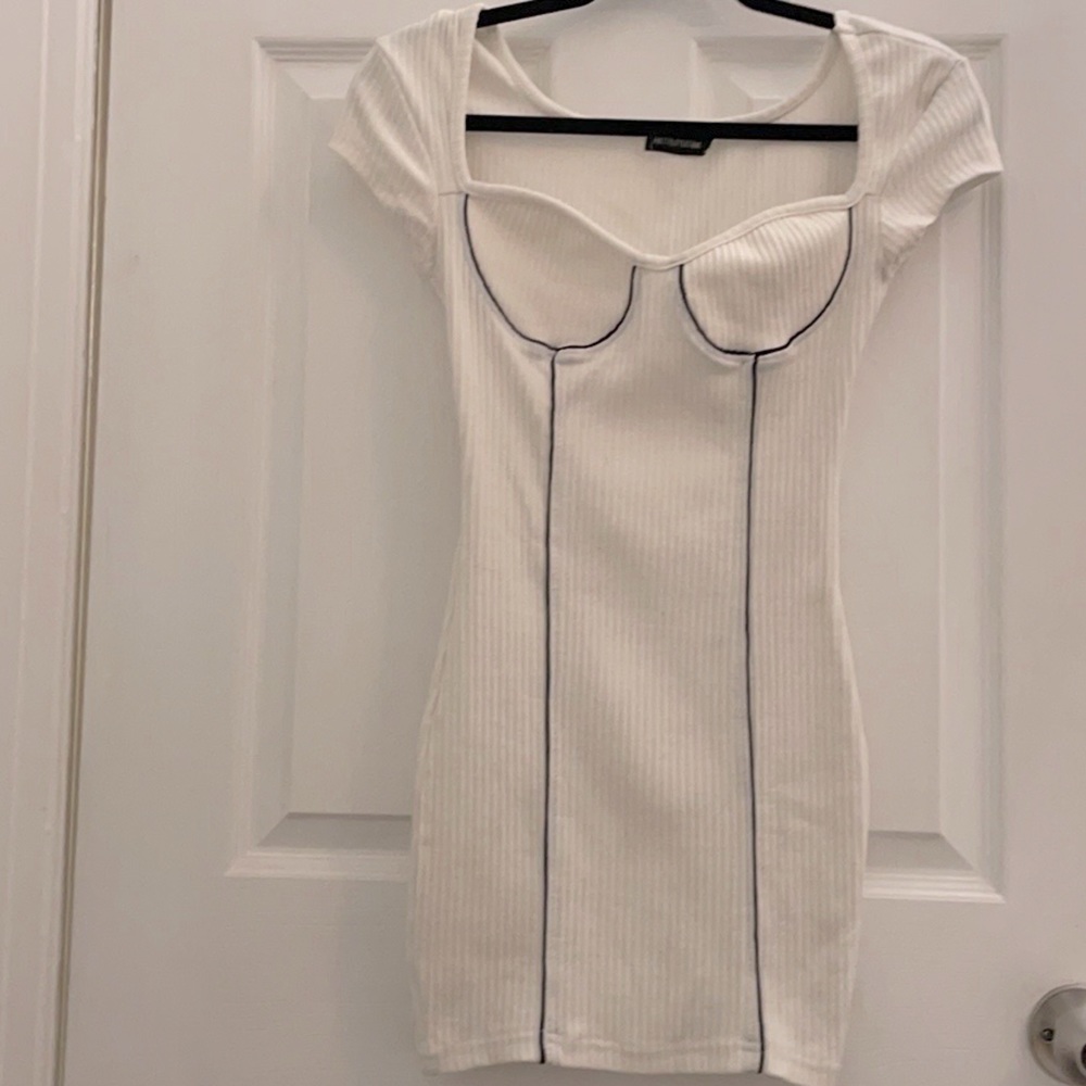 Rib Binding Detail Short Sleeve Bodycon Dress